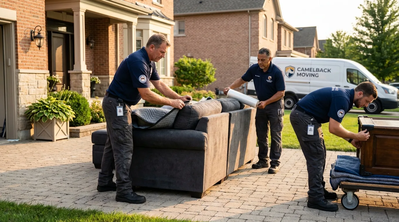 Large estate moving crew wrapping furniture in Edgewater, FL